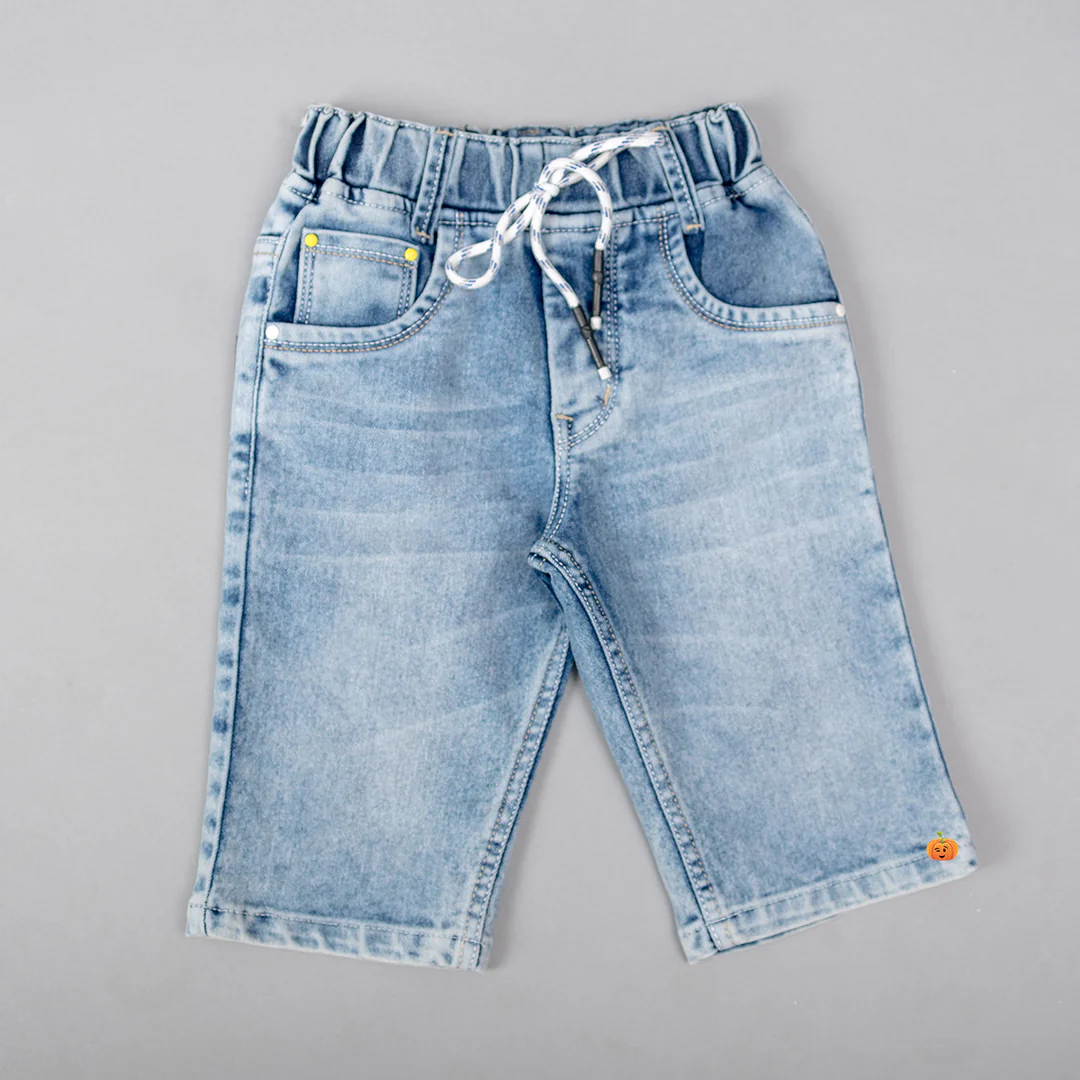 Boys' Light-Wash Pull-On Denim Capris Image