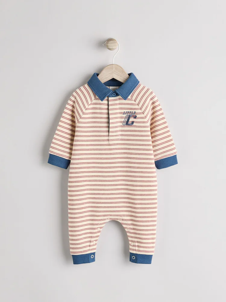 Baby Striped Rugby-Style Romper Image