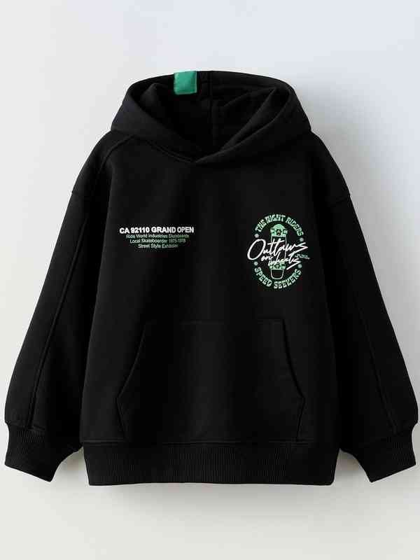 Oversized Graphic Black Hoodie Image