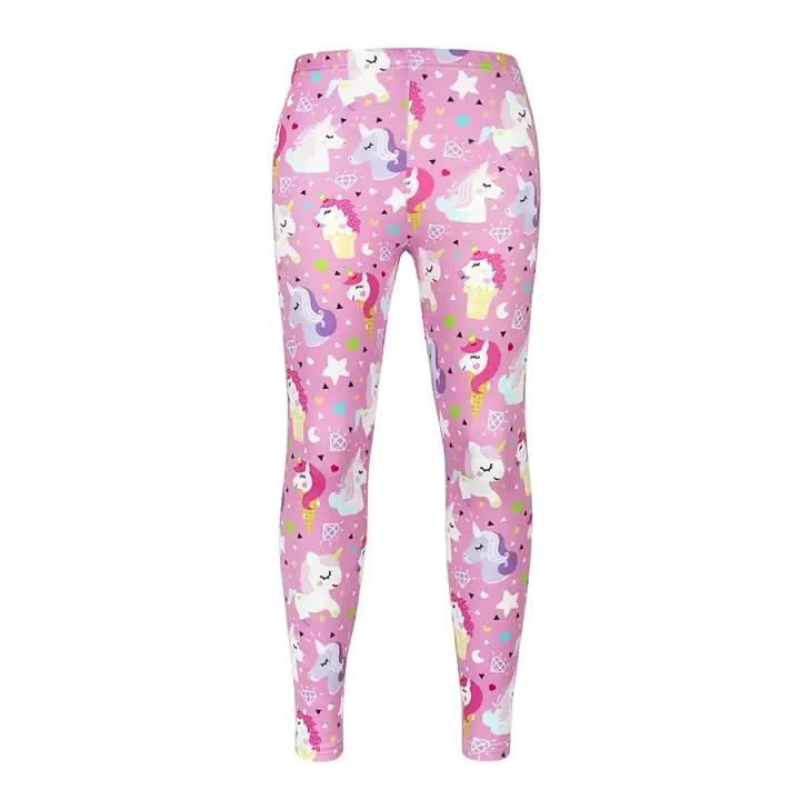 Girls Cartoon Print Leggings (Unicorn/Ice Cream) Image