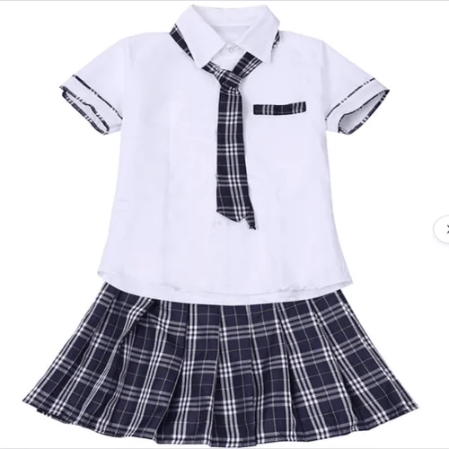 Girls' Plaid Skirt, Shirt & Tie Uniform Set Image