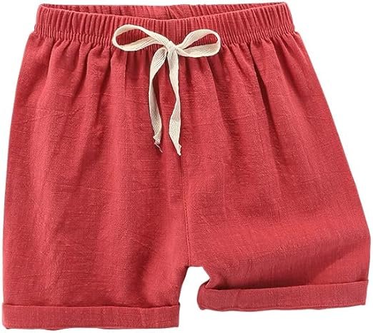 Girl's Coral Drawstring Linen-Look Shorts Image
